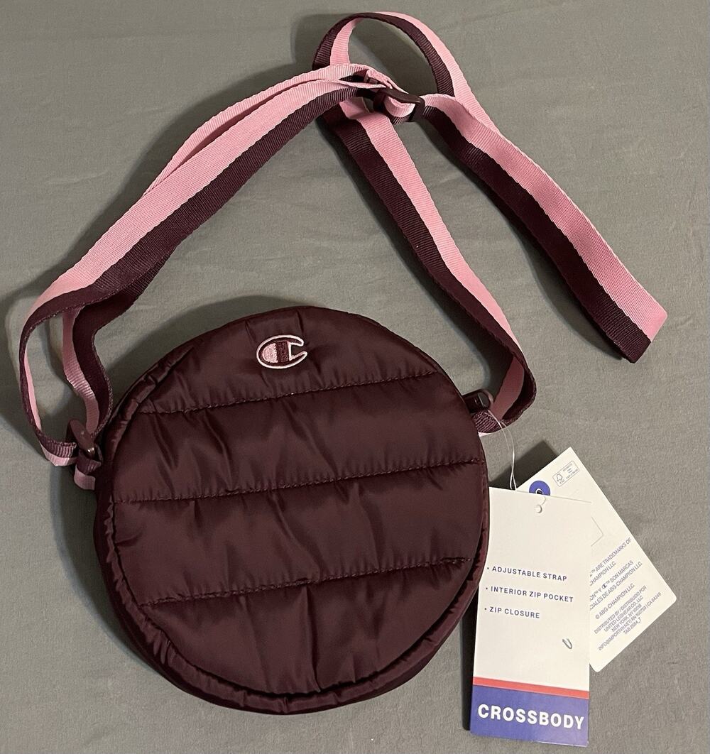 NWT Champion Quilted Crossbody Bag Maroon Pink Adjustable Strap